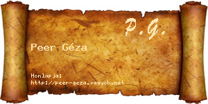 Peer Géza névjegykártya